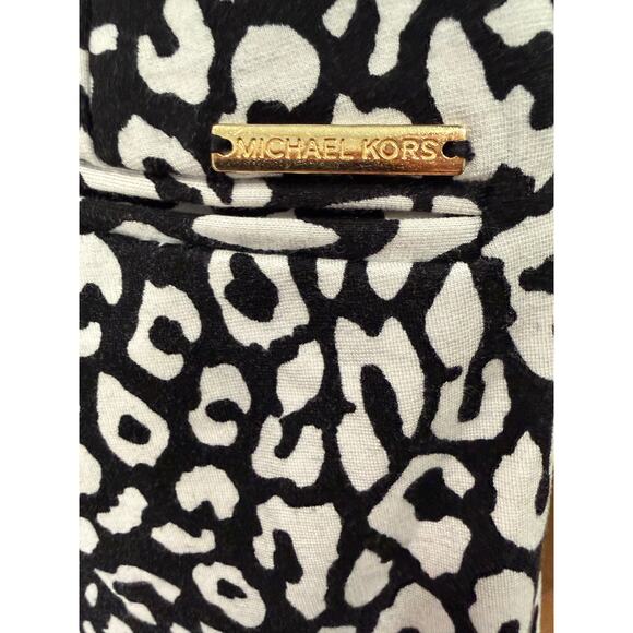 Michael Kors Black White Leopard Print Crop Pants Poly Blend Women’s Sz M EUC - Picture 6 of 6